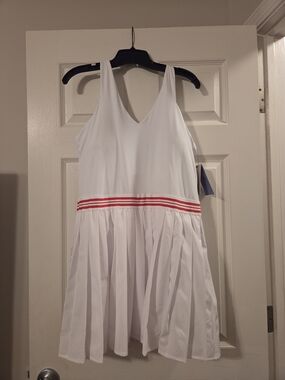 Avia White Athletic Dress with Red Waist Stripes